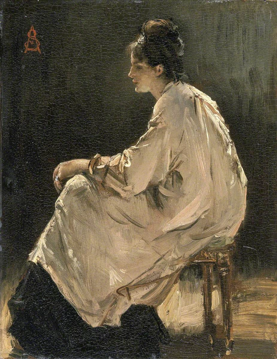 Alfred Émile Stevens - 151, Ragazza seduta, Museo Nazionale di Cardiff